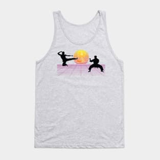 Fun 80's karate martial arts cobra sunset graphic design Tank Top